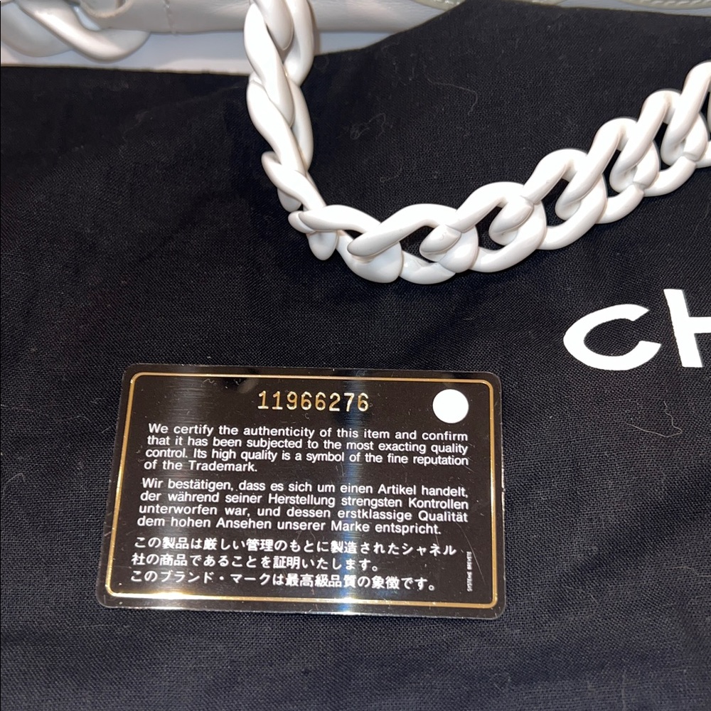❤️NWT CHANEL MODERN CHAIN RHODOID WHITE LEATHER TOTE BAG - Picture 9 of 15